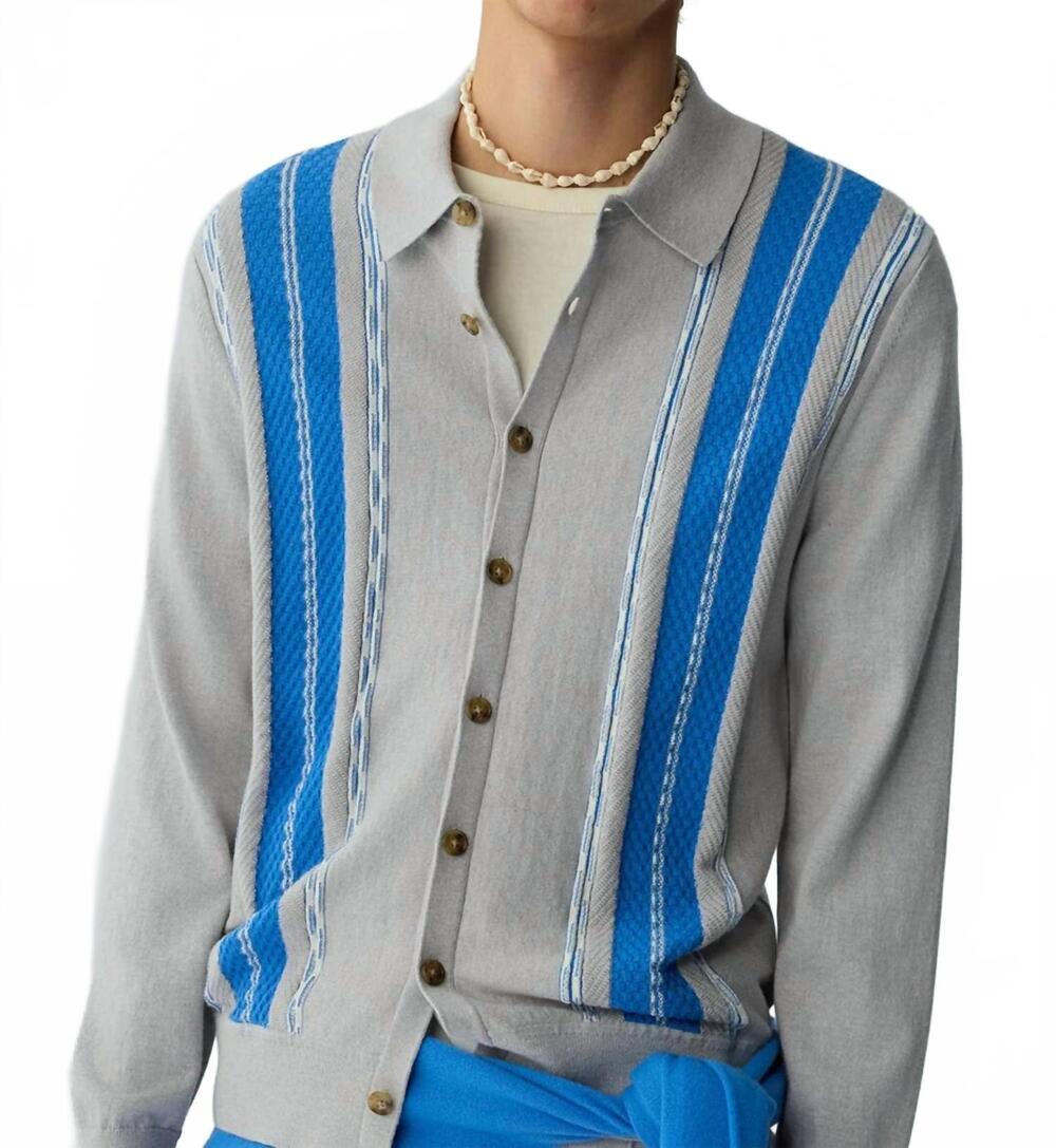 NEW GUEST IN RESIDENCE baja plaza long sleeve shirt in stone combo